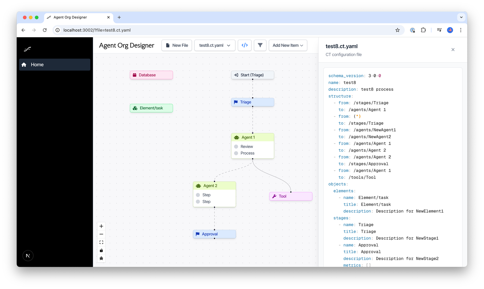 Agent org designer editing interface